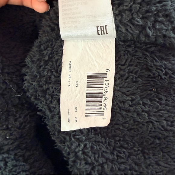 ROXY Black Sherpa Fleece Hoodie Pullover Snap Neck Cozy Womens Small - Picture 9 of 9